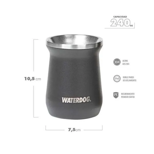 Mate Zoilo 240 Ml Inter. Acer. Inox. Grafito Waterdog