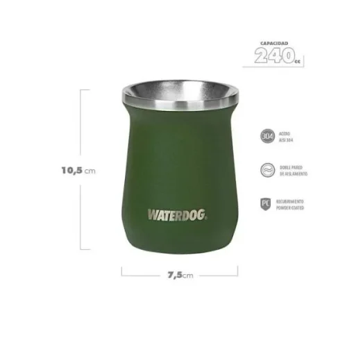 Mate Zoilo 240 Ml Inter. Acer. Inox. Verde Waterdog