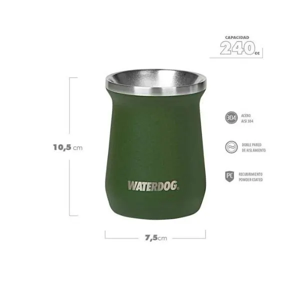 Mate Zoilo 240 Ml Inter. Acer. Inox. Verde Waterdog