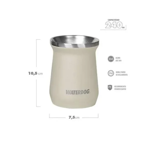 MATE WATERDOG "ZOILO" 240ML "INTER. ACER. INOX." PIEDRA (ZOILO240CM) Mate Zoilo 240 Ml Inter. Acer. Inox. Piedra Waterdog