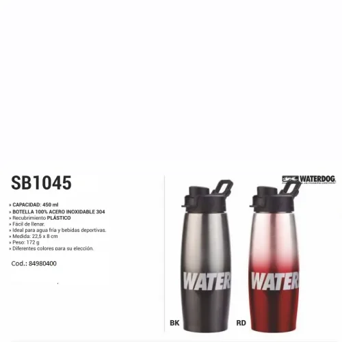 Cantimplora Termico 450 Ml Acer. Inox. para Agua Fria Waterdog