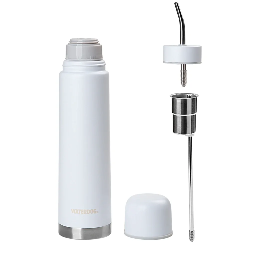 MATE LISTO WATERDOG YUNTA 700ML + TERMO 700ML C/BOMBILLA BLANCO (YUNTA700WH) Mate Listo Waterdog Yunta 700 Ml + Termo 700 Ml con Bombilla Blanco