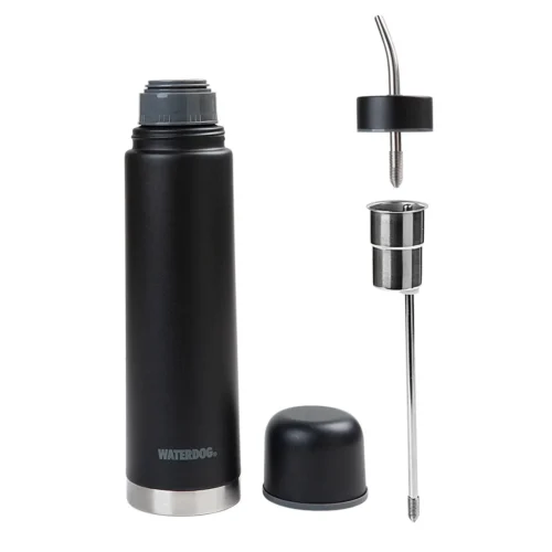 MATE LISTO WATERDOG YUNTA 700ML + TERMO 700ML C/BOMBILLA NEGRO (YUNTA700BK) Mate Listo Waterdog Yunta 700 Ml + Termo 700 Ml con Bombilla Negro