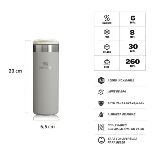 BOTELLA TERMICA STANLEY "AEROLIGHT"473ML ASH/GRIS (601660)