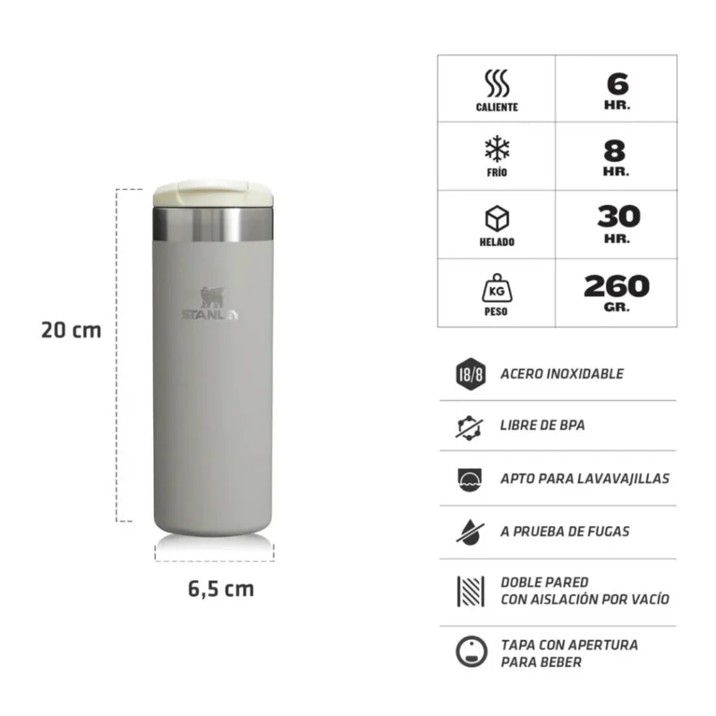 BOTELLA TERMICA STANLEY "AEROLIGHT"473ML ASH/GRIS (601660)