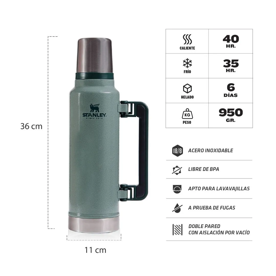 Termo Classic 1,400 Lts Verde con Manija 601513