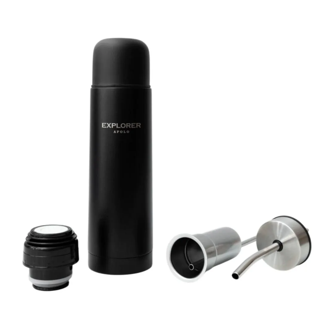 MATE LISTO EXPLORER 500ML + TERMO 500ML C/BOMBILLA NEGRO (MATELISTON)