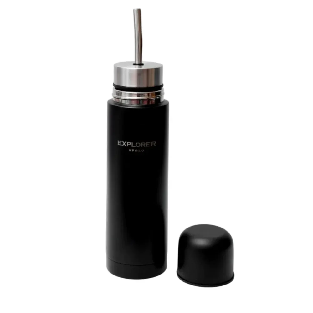 MATE LISTO EXPLORER 500ML + TERMO 500ML C/BOMBILLA NEGRO (MATELISTON) Mate cebador 500Ml Color Negro Explorer