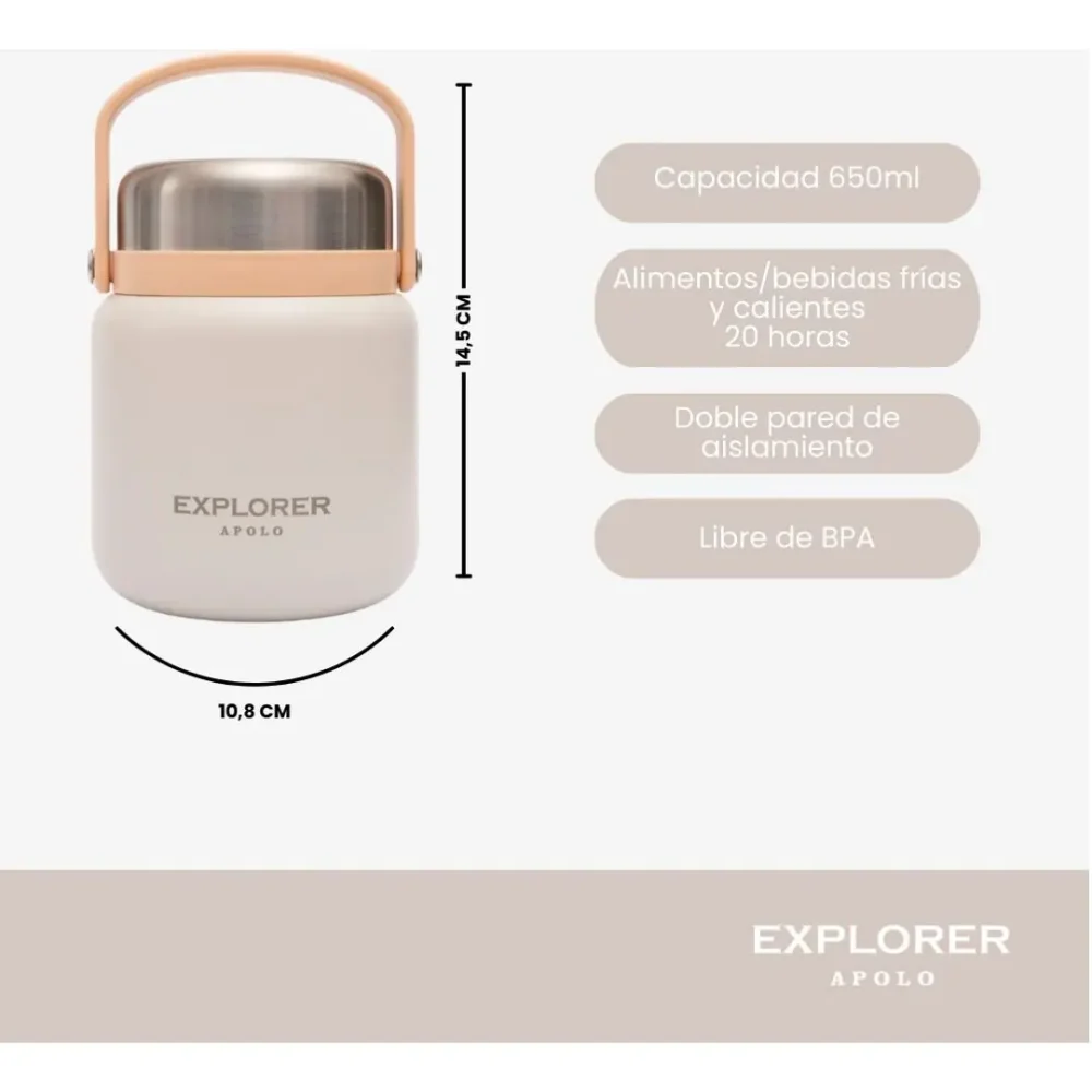LONCHERA EXPLORER CON CUCHARA 650 ML FRIO/CALOR ARENA (T13ARENA)