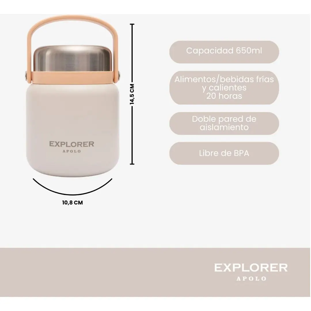 LONCHERA EXPLORER CON CUCHARA 650 ML FRIO/CALOR ARENA (T13ARENA) - 1 LONCHERA EXPLORER CON CUCHARA 650 ML FRIO/CALOR ARENA (T13ARENA)
