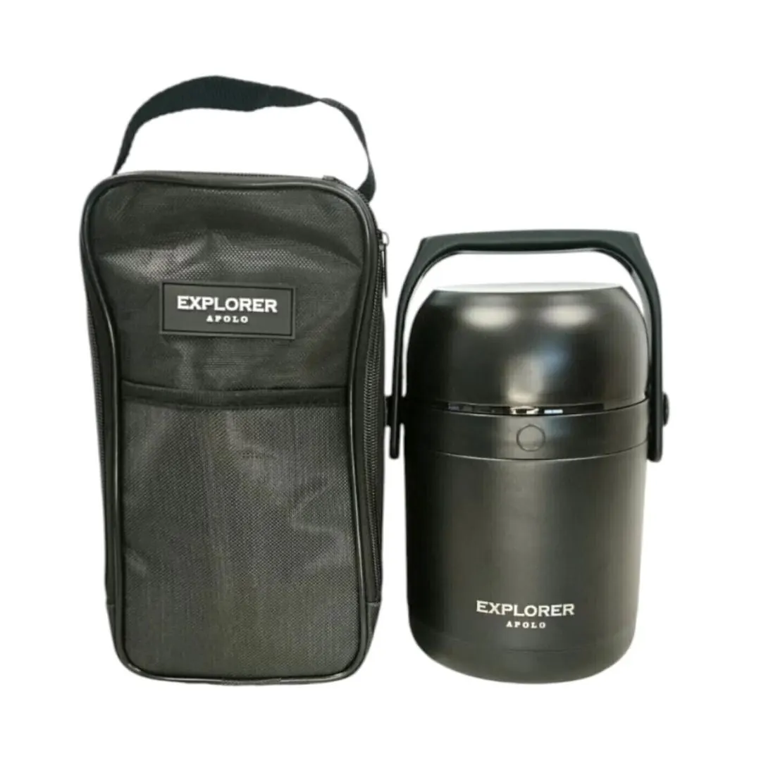 LONCHERA EXPLORER CON CUCHARA 1,2 L FRIO/CALOR NEGRO (T14)