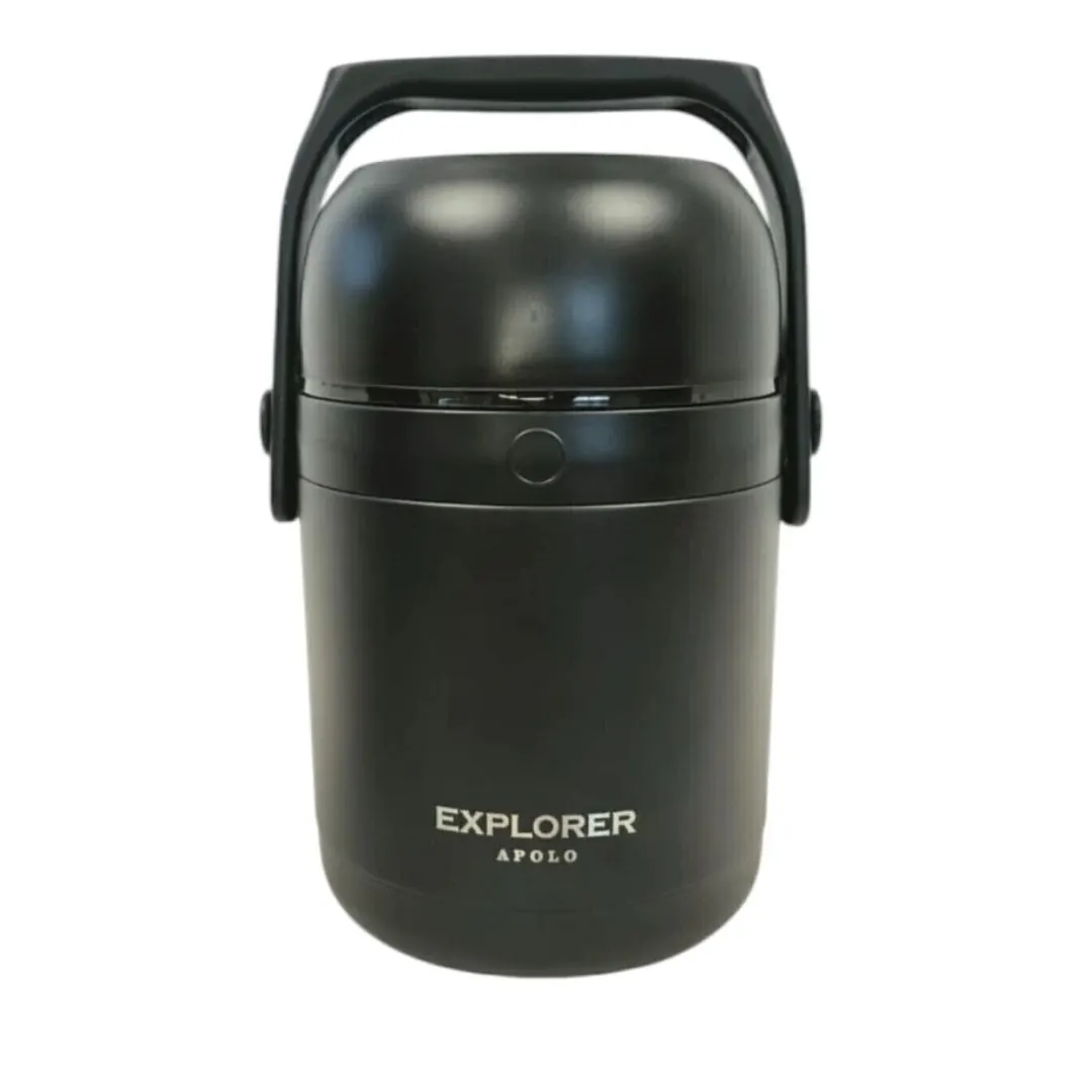LONCHERA EXPLORER CON CUCHARA 1,2 L FRIO/CALOR NEGRO (T14) Lonchera Con Cuchara 1,2 L Conserva hasta 20 Hs Color Negro Explorer