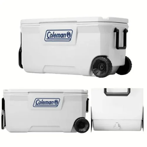 CONSERVADORA COLEMAN "SERIES 316" 100QT 94,6LTS C/RUEDAS WHITE 210103547100 Conservadora Series 316 100Qt 94,6lts con Ruedas White Coleman