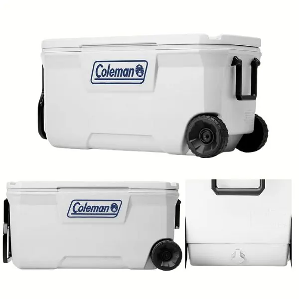 CONSERVADORA COLEMAN "SERIES 316" 100QT 94,6LTS C/RUEDAS WHITE 210103547100 Conservadora Series 316 100Qt 94,6lts con Ruedas White Coleman