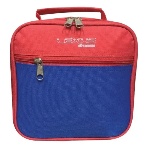 BOLSO TERMICO LEXUS 21X11X21CM 5LTS C/CORREA ROJO Y AZUL (BDR190501-1) Bolso Termico Lexus 21X11X21 Cm 5lts con Correa Rojo y Azul