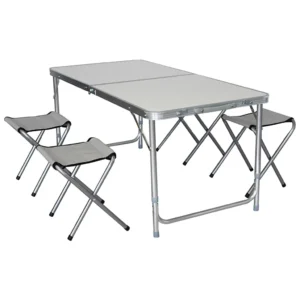 Mesa Morgul Plegable 120X60X70 Cm + 4 Sillas Aluminio