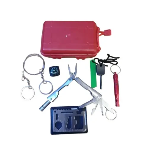 Kit de Supervicencia The Fat con Estuche de Lata S.o.s Brujula,Silbato, Pedernal, Pinza El gordo