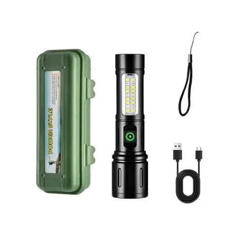 Linterna De Mano Lin-1-3 300Lum C/Mini Reflector Y Zoom "Led" Recargable Usb (Lin-1-3)