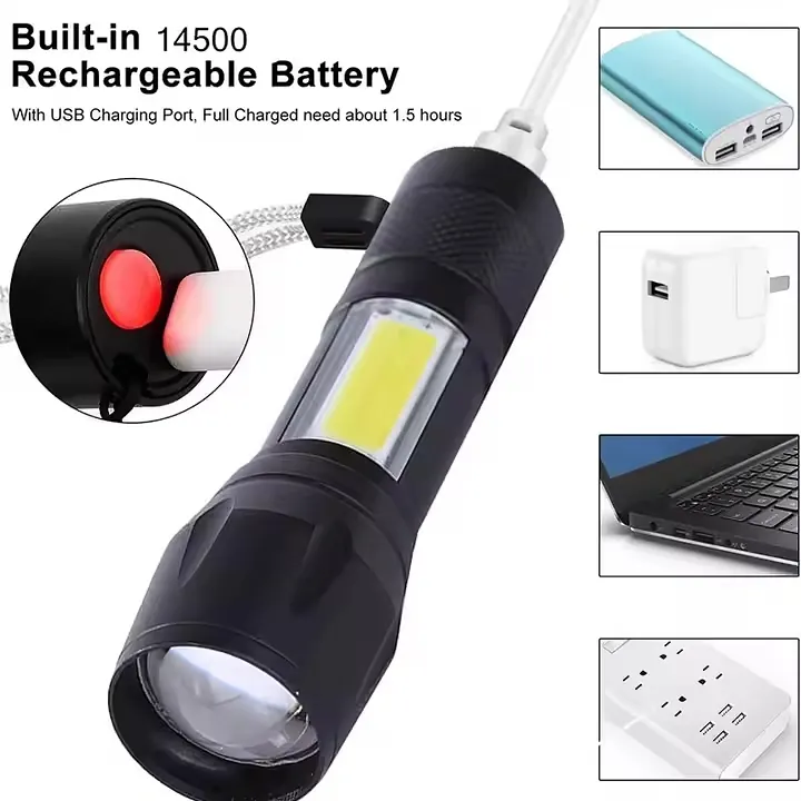 LINTERNA MORGUL TACTICA LIN-1-2 180LUM C/MINI REFLECTOR Y ZOOM "LED" RECARGABLE USB (LIN-1-2)
